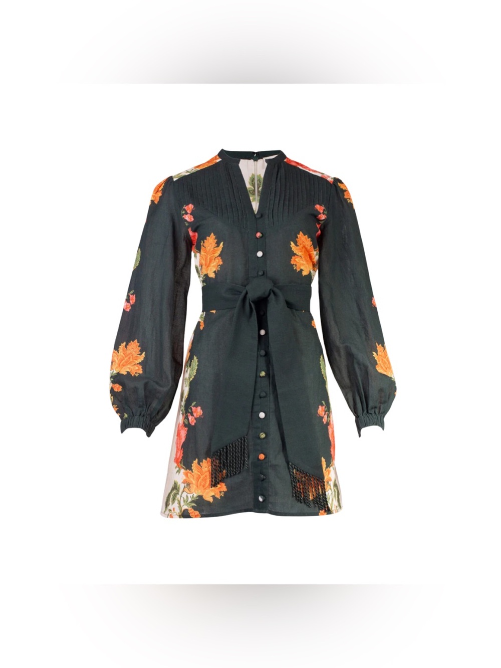 Anna Cate Jenny Linen Mini Dress in Hunter Bloom – XS